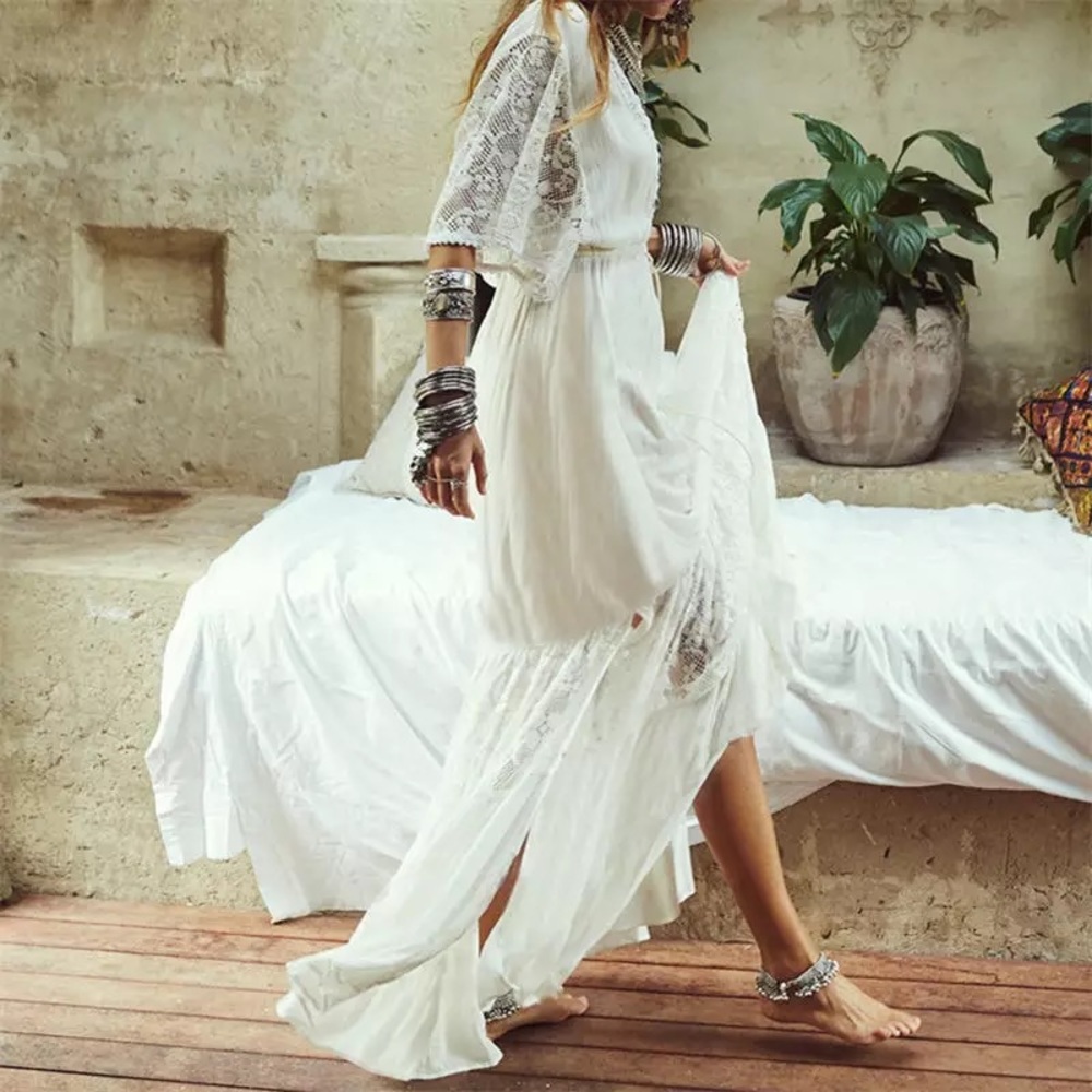Zilara Boho Cotton Lace Maxi Dress - Picture 6 of 7